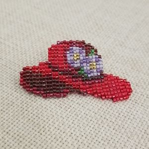 Red beaded hat pin